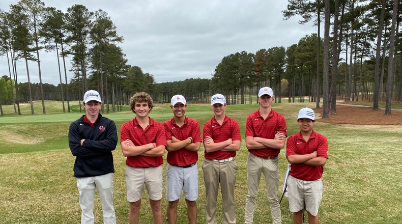 The 2022 Johns Creek golf team: (L-R) Bruce Murphy, Kenny Cox, Taiki Miyagi, Jack Hutcheson, James Henry, George Liu.