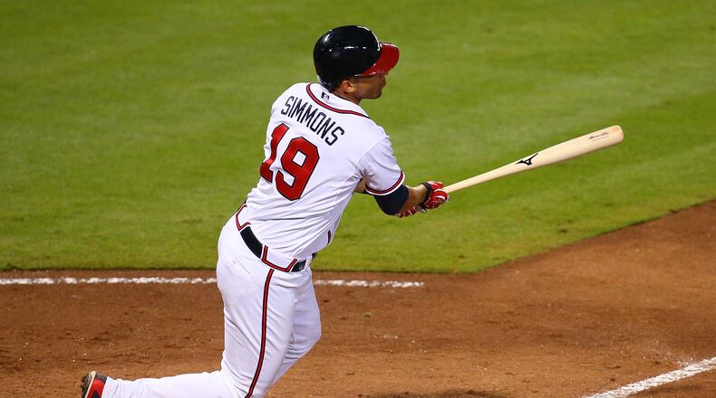 Braves Andrelton Simmons hits a walk off game winning RBI single to beat the Blue Jays 3-2 in the 9th inning of a baseball game on Tuesday, Sept. 15, 2015, in Atlanta. Curtis Compton / ccompton@ajc.com