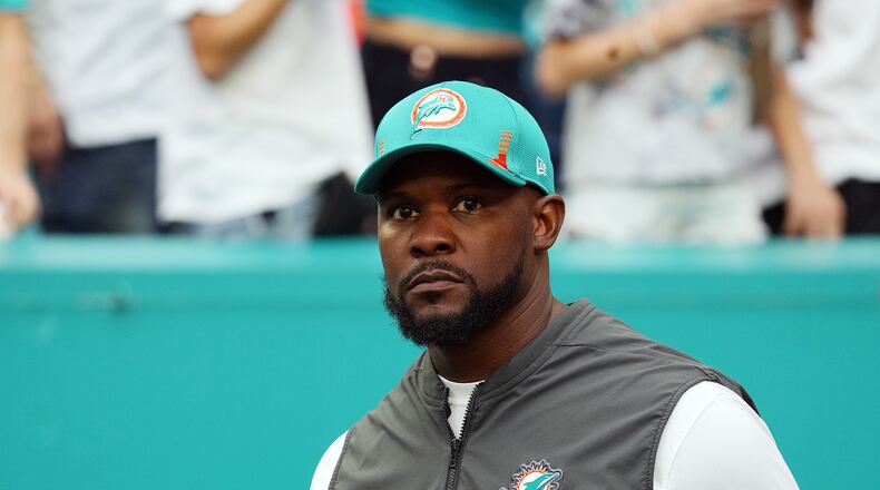 Brian Flores, a former head coach of the Miami Dolphins, is among the candidates to be the Falcons' defensive coordinator. (Mark Brown file photo /TNS)