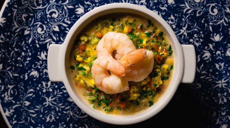 Brassica’s Yellow Corn Bisque with Gulf Shrimp       
Courtesy of Brassica
