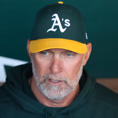 Athletics manager Mark Kotsay talks to the media before a baseball game against the New York Yankees, Friday, May 29, 2026, in West Sacramento, Calif. (AP Photo/Scott Marshall)