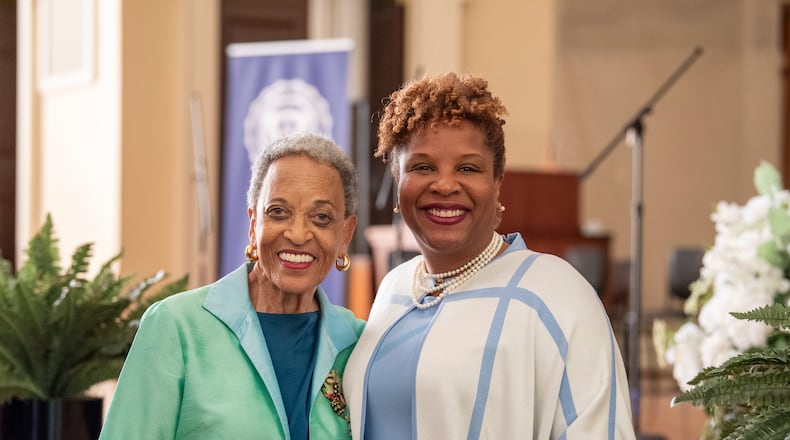 Johnnetta Betsch Cole, the former president of Spelman College and one of her former students Tayari Jones. Julie Yarbrough Photography