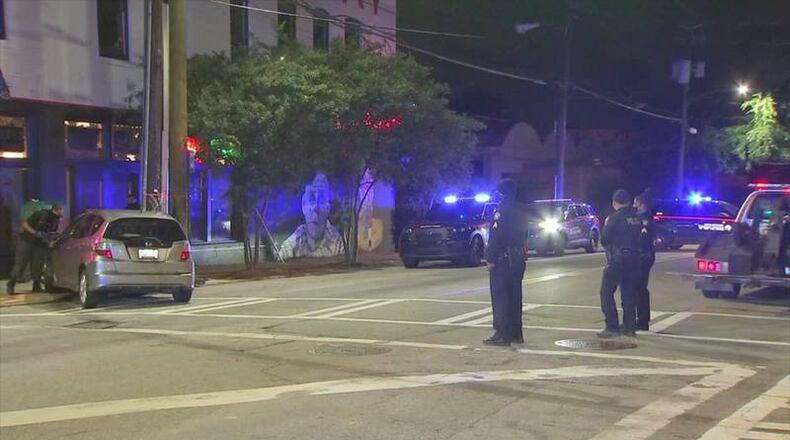 Atlanta police searched the Sweet Auburn area Friday morning after the alleged kidnapper crashed the victim's car and took off running.