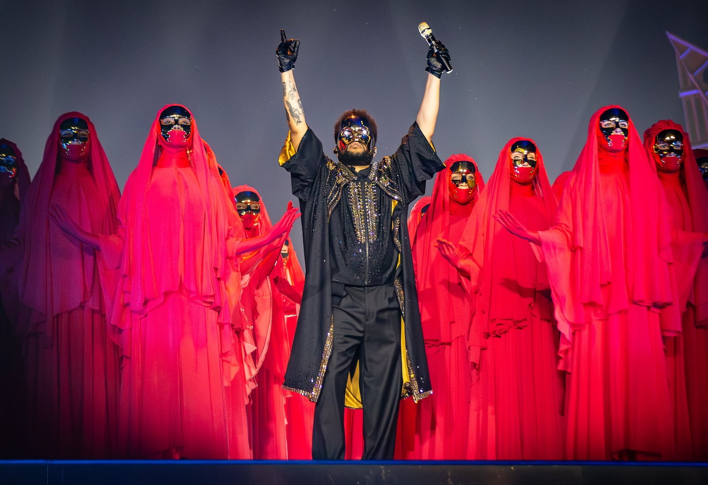 The Weeknd dazzles the crowd at Mercedes-Benz Stadium on Thursday, Aug. 21, 2025, in Atlanta. (Ryan Fleisher for the AJC)