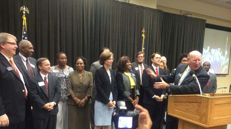 Jason Carter and the rest of the Democratic slate for top offices. Jim Galloway/AJC.