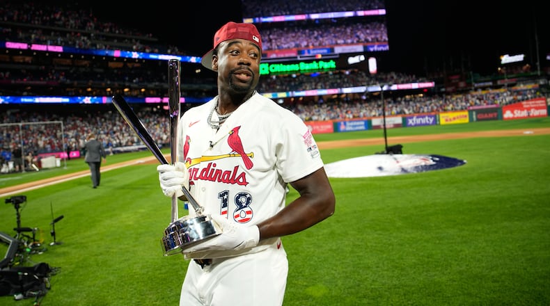 St. Louis Cardinals star Jordan Walker holds his new hardware. (Matt Slocum/AP)