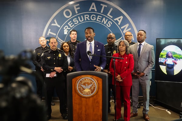 At the Atlanta Police Department Public Safety Headquarters on Monday, Mayor Andre Dickens said he has spoken to the parents of both teens who were shot over the weekend during the 404 Day celebration in Piedmont Park. (Abbey Cutrer/AJC)