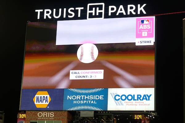 Miami's Kyle Stowers challenge is being reviewed during eighth inning at the MLB baseball All-Star game between the American League and National League, Tuesday, July 15, 2025, in Atlanta. (AP Photo/Brynn Anderson)