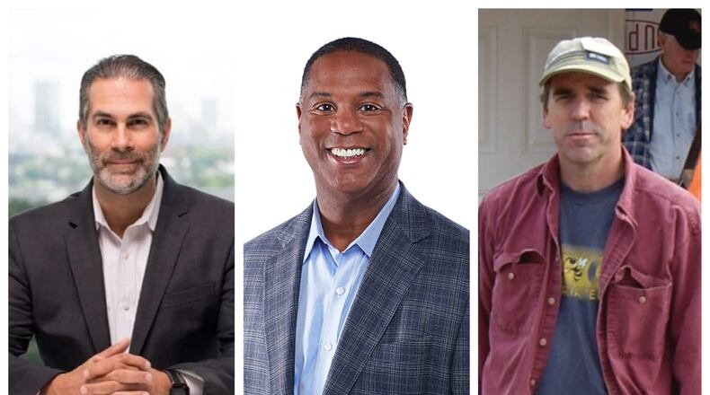 Three Republicans are running for their party’s nomination in the East Cobb District 2 commission race. Left to right: Kevin Nicholas, Fitz Johnson, Andy Smith.