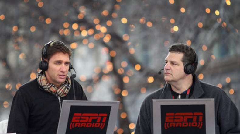 The teams weren't the only ones in town for the big game. ESPN Radio's Mike Greenberg and Mike Golic broadcast Mike and Mike In The Morning from their studio set on Main Street in downtown Fort Worth, Texas.