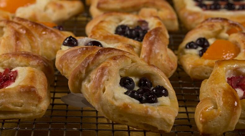 Cool Danish on wire racks, then serve. (If not serving until the next day, refrigerate pastries, then refresh in a 250-degree oven for 8 to 10 minutes.) (Jerry Holt/Minneapolis Star Tribune/TNS)