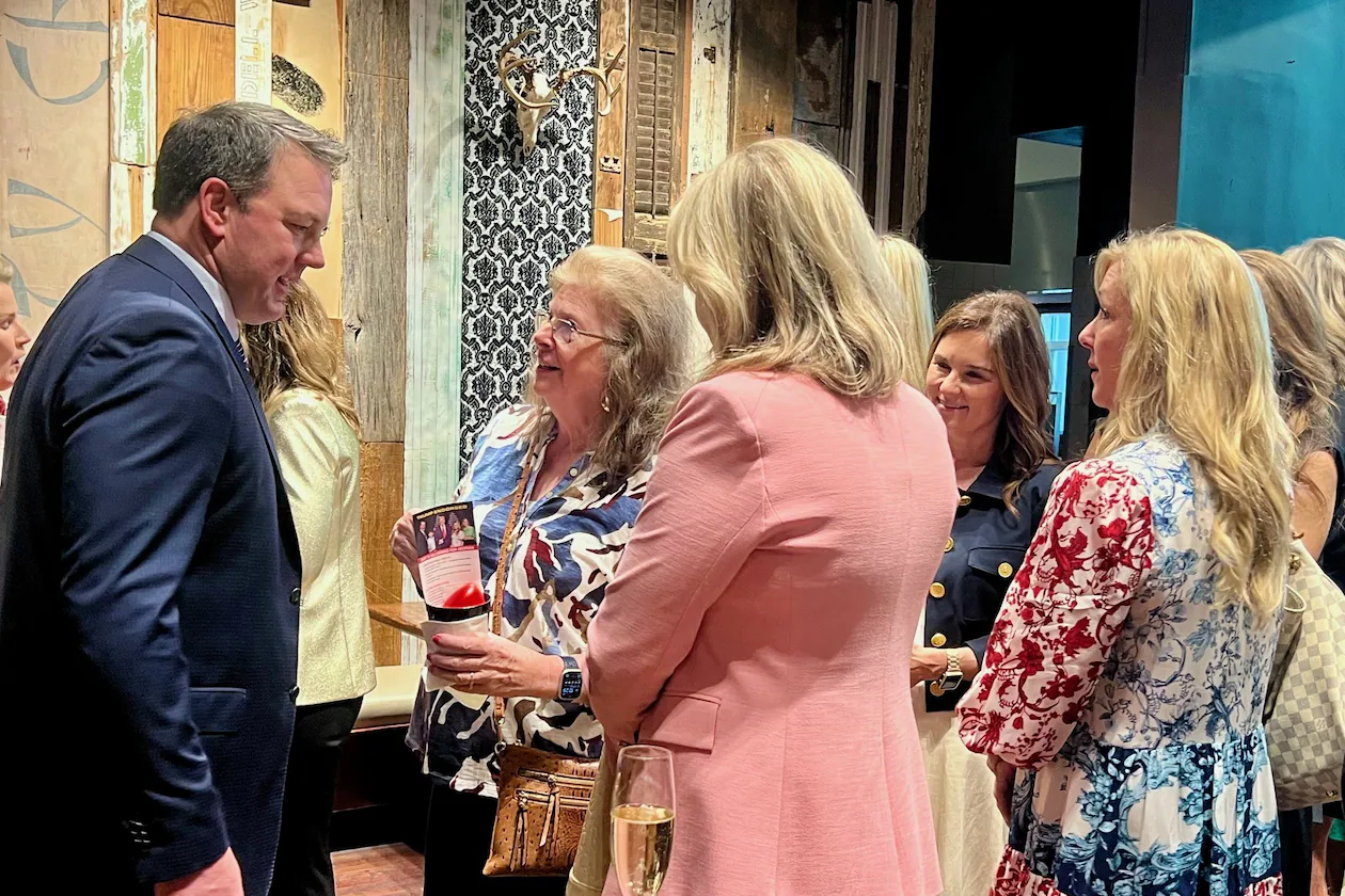 Lt. Gov. Burt Jones greets supporters at a "Women for Burt Jones" event in Atlanta. Jones is a GOP candidate for governor. (Patricia Murphy/AJC)