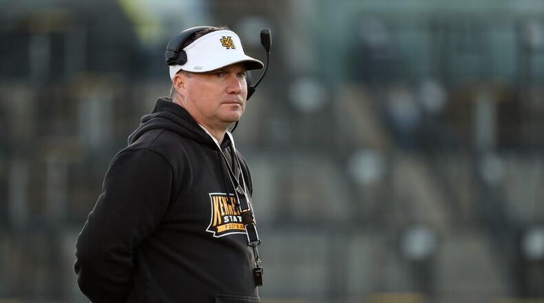 Kennesaw State coach Brian Bohannon during their spring football game at Fifth Third Bank Stadium Friday, March 22, 2019 in Kennesaw, Ga.. (JASON GETZ/SPECIAL TO THE AJC)