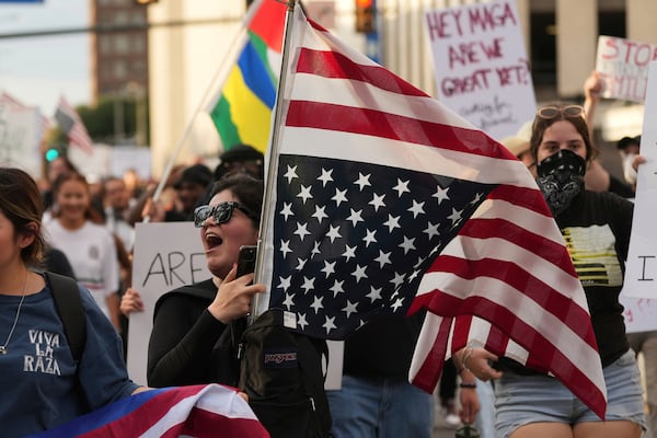 Anti ICE protesters march in downtown San Antonio, Wednesday, June 11, 2025. (AP Photo/Eric Gay)