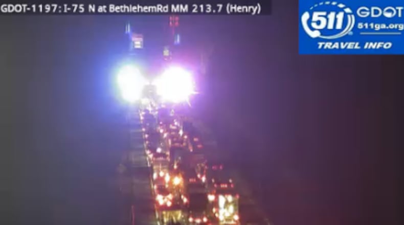 All northbound lanes of I-75 were closed in Henry County due to a crash Tuesday morning.