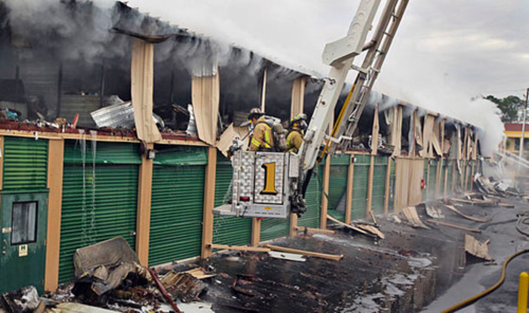 Storage facility burns