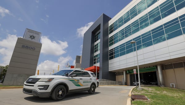 A law enforcement unit leaves the Orleans Parish Sheriff's Office in New Orleans on Friday, May 16, 2025. (Brett Duke /The Advocate via AP)
