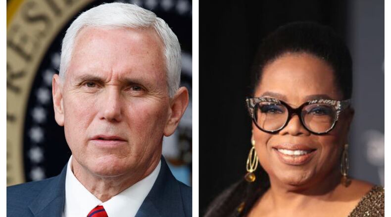 Vice President Mike Pence and Oprah Winfrey are campaigning for rival candidates for Georgia governor on Thursday.
