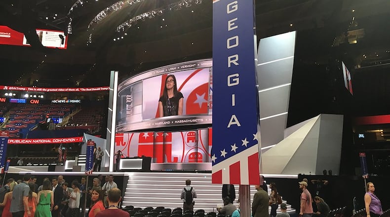 Georgia sign on display Sunday at the Republican National Convention in Cleveland. Credit. Will Garbe / Dayton Daily News