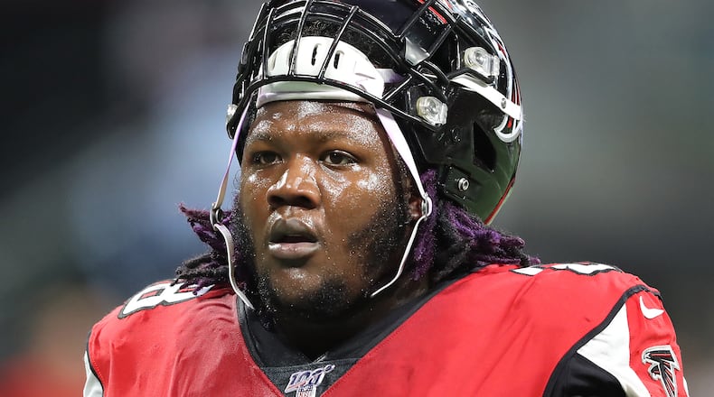 Falcons guard Jamon Brown has missed the past three practices.