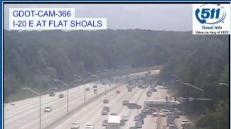 A deadly crash delayed traffic on I-20 East in DeKalb on Saturday. (Credit: Georgia Department of Transportation)