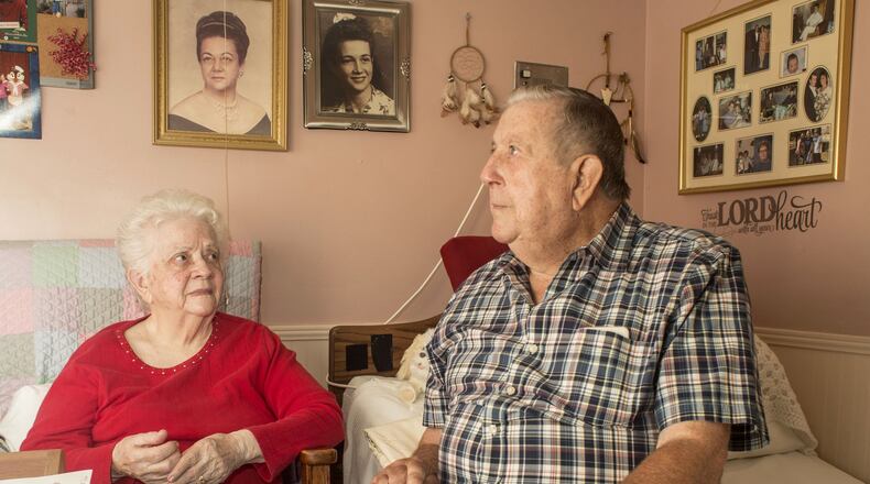 Dorothy Mae Harbin (Dot) and Oliver Jennings, Harbin’s friend who frequently stops by Harding’s room after visiting his mother-in-law catch up with each other. Dot is 88 years old, with only her son (immediate family) still alive, Harbin is forced to live in the Cumming Nursing Center. Harbin will be greatly affected if the Senate Health Care Bill is passed. Chad Rhym/Chad.Rhym@ajc.com