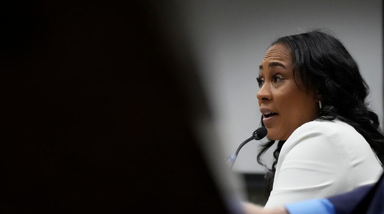 Fulton County District Attorney Fani Willis is seen at the Georgia State Capitol during questioning from a Georgia State Senate panel about her prosecution of President Donald Trump on Wednesday, Dec. 17, 2025, in Atlanta. (AP Photo/Brynn Anderson)