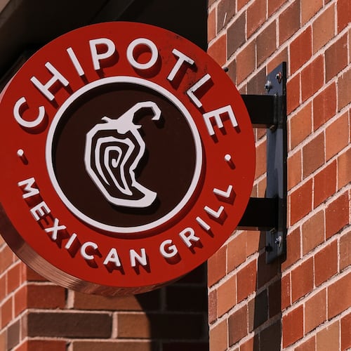 FILE - The Chipotle logo is displayed at a store, Aug. 13, 2025, in Newton, Mass. (AP Photo/Charles Krupa, File)
