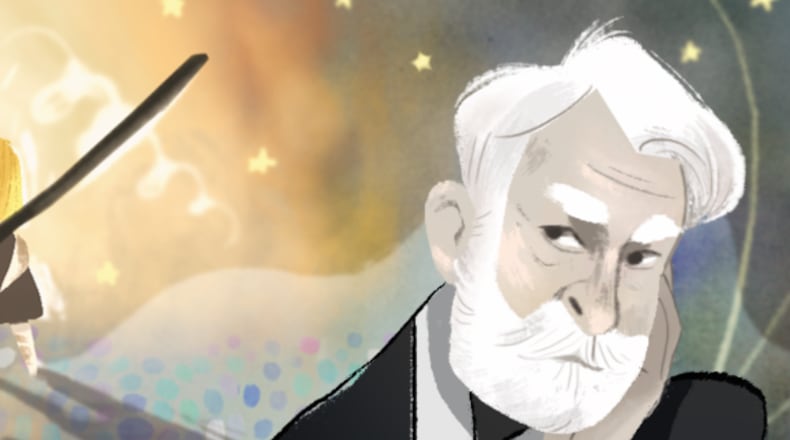Screenshot of Google's doodle of historic French writer Victor Hugo.