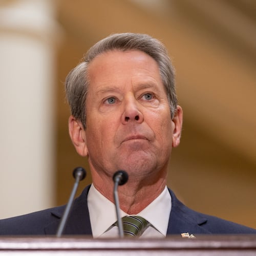Gov. Brian Kemp, seen here speaking before signing the budget bill March 6, 2025, announced he will not run for U.S. Senate. (Arvin Temkar/AJC)