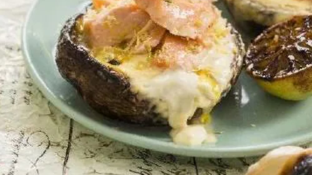 Salmon-stuffed mushrooms