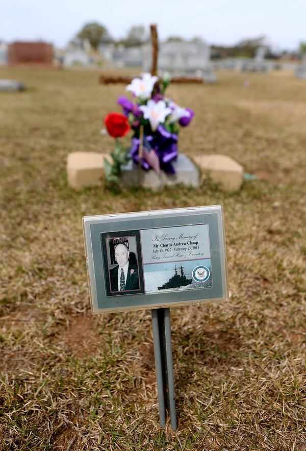 Once it is installed, the monument will tower seven feet over Charlie Clamp’s burial site.
