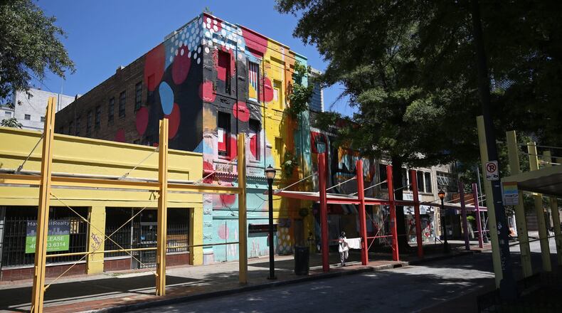 Buildings on Broad Street in south downtown Atlanta are in an area where Newport Holding, a German-backed development firm, has recently acquired buildings. PHOTO / JASON GETZ