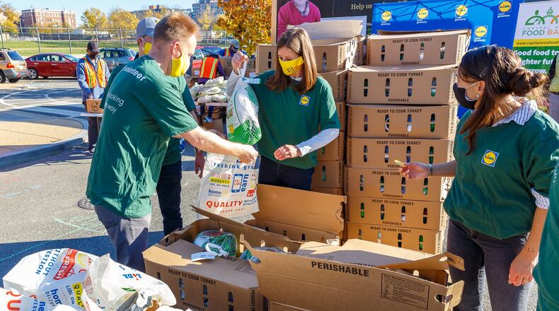 Scenes from another Lidl turkey donation. (Courtesy)