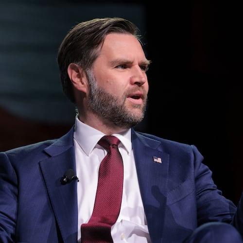 Vice President JD Vance speaks during a Turning Point USA event at Akins Ford Arena at the Classic Center in Athens, Ga., Tuesday, April 14, 2026. (Chip Somodevilla/Pool via AP)