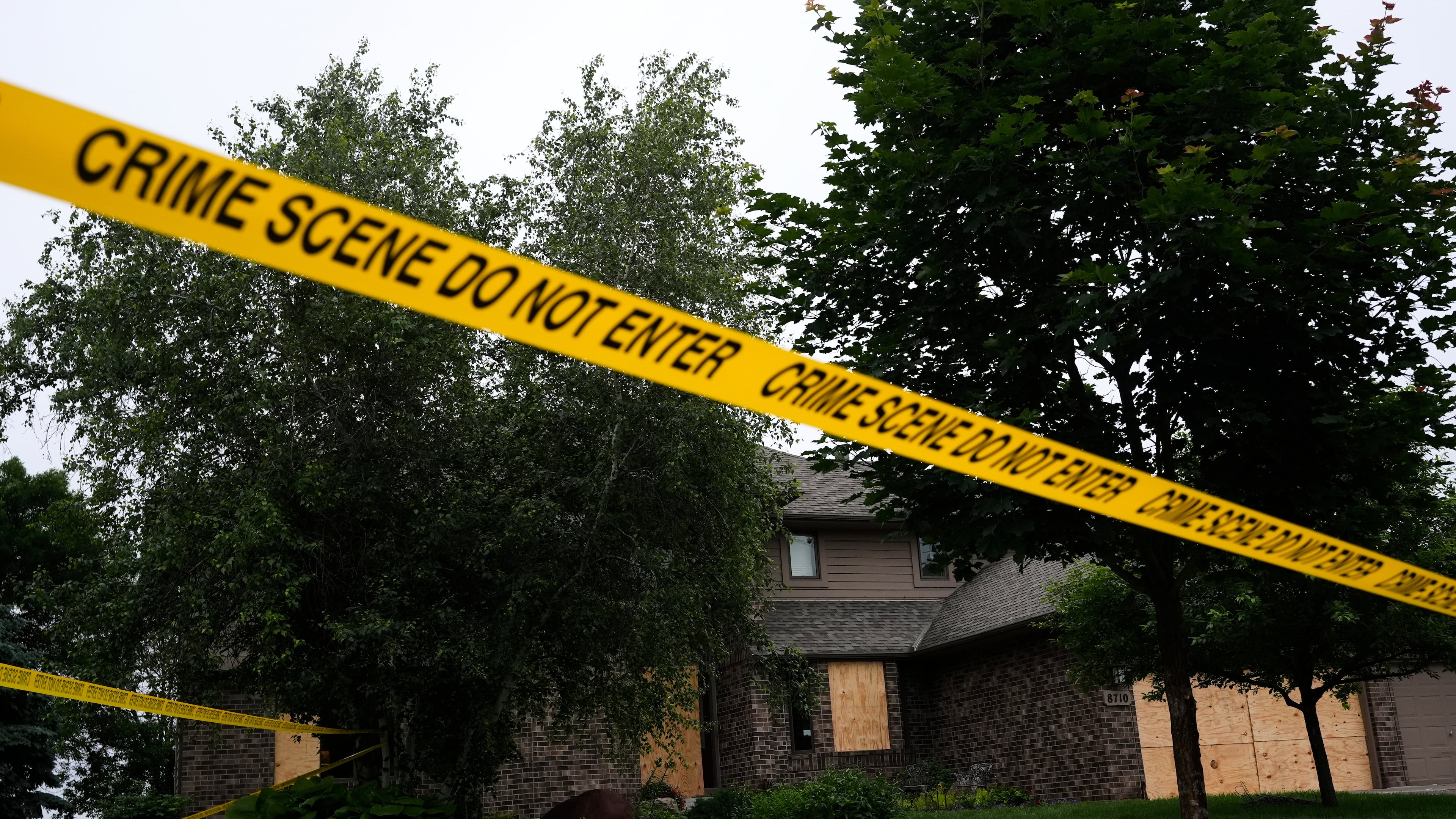 FILE - Police tape blocks off the home of Minnesota state Rep. Melissa Hortman, Sunday, June 15, 2025, in Brooklyn Park, Minn. (AP Photo/George Walker IV, File)
