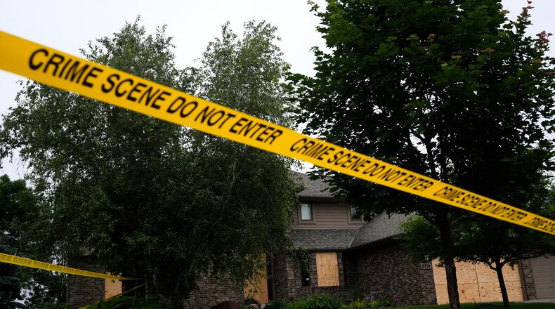 FILE - Police tape blocks off the home of Minnesota state Rep. Melissa Hortman, Sunday, June 15, 2025, in Brooklyn Park, Minn. (AP Photo/George Walker IV, File)
