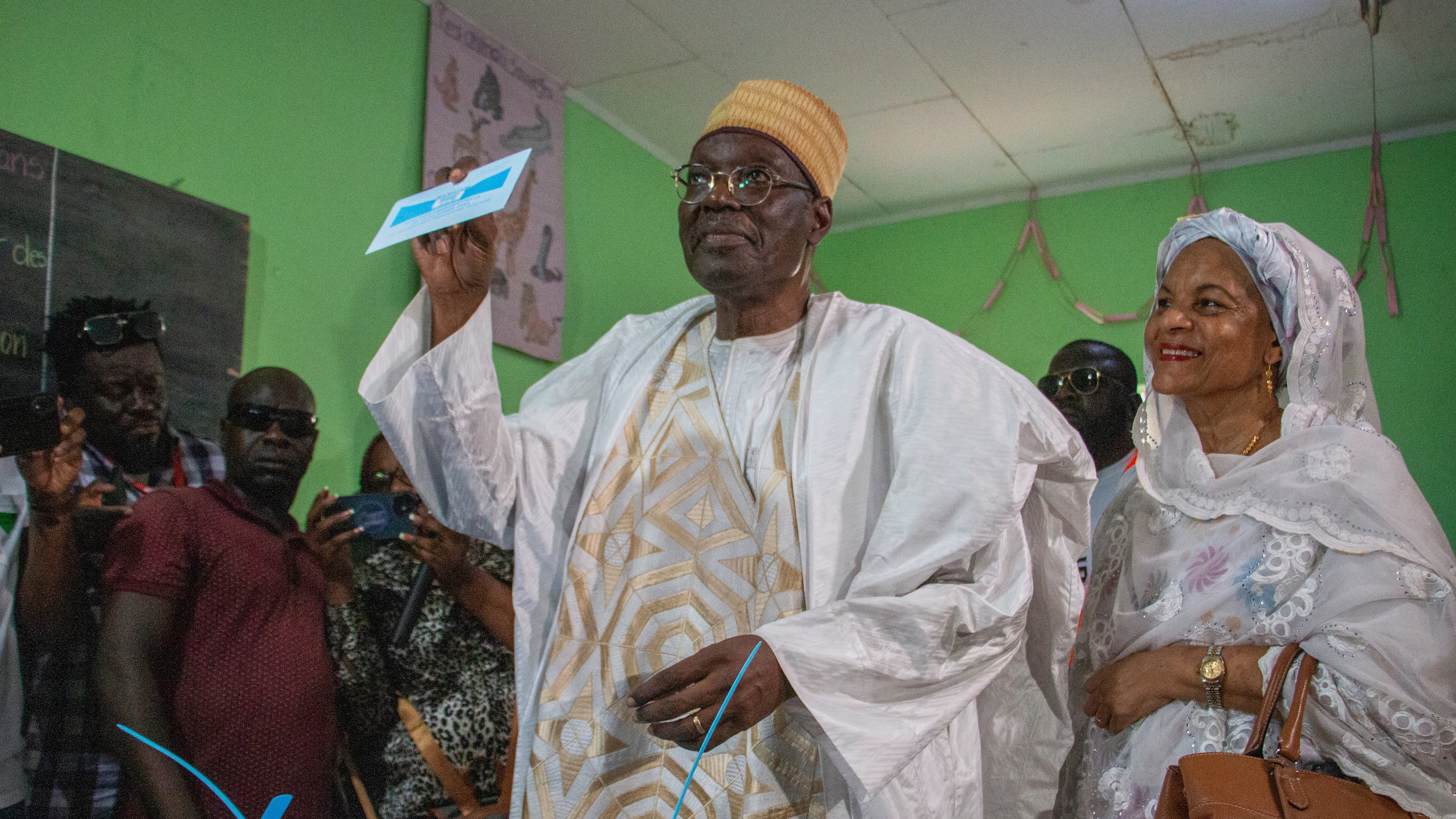 Presidential opposition candidate Issa Tchiroma casts his ballot at a polling station in Garoua, Cameroon, Sunday, Oct. 12, 2025 (AP Photo / Welba Yamo Pascal