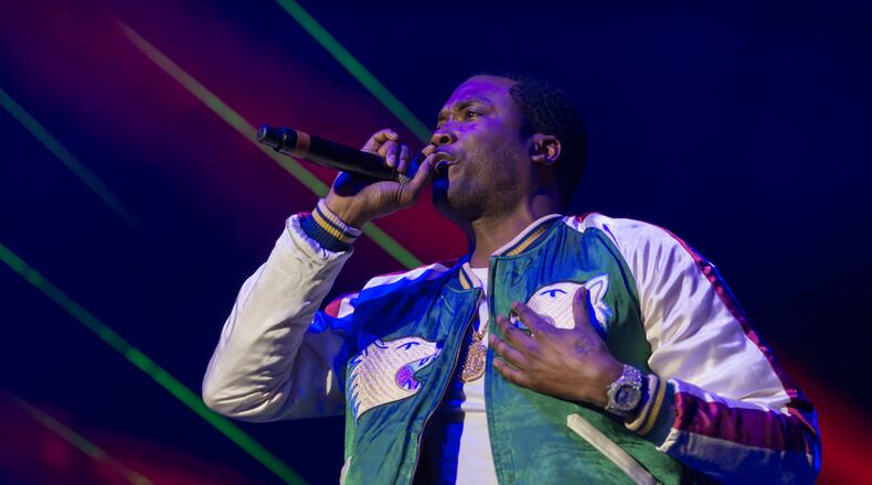March 25, 2017, Atlanta - Meek Mill performs during the V-103 Live Pop-Up Concert in Atlanta on March 25, 2017. (DAVID BARNES / DAVID.BARNES@AJC.COM)