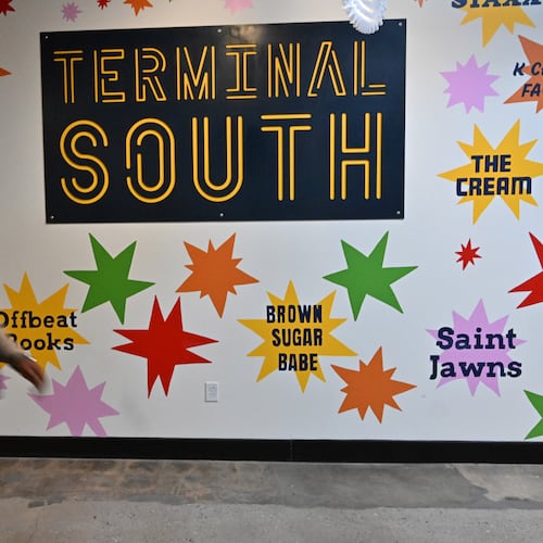 Terminal South, a mixed-use development in Peoplestown that opened earlier this year, includes retail businesses and a food hall called Switchman Hall. Switchman Hall was supposed to open in 2024 but kept getting pushed back as vendors struggled with delays with permitting and the time it takes to build restaurant infrastructure from scratch, an official with the developer said. (Hyosub Shin/AJC)
