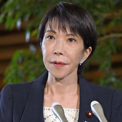 Japan Prime Minister Sanae Takaichi speaks to the media at the prime minister's office in Tokyo, Wednesday, Oct. 22, 2025. (Tsuyoshi Ueda/Kyodo News via AP)