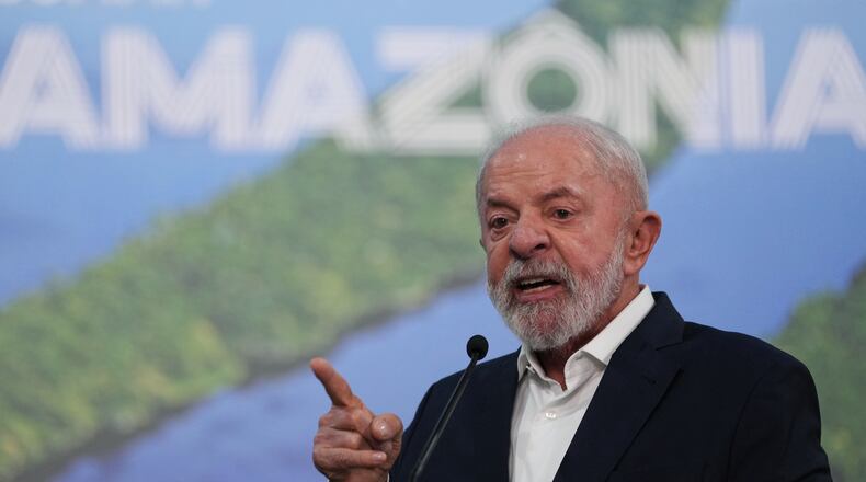 Brazil President Luiz Inacio Lula da Silva speaks during a news conference at the COP30 U.N. Climate Summit, Wednesday, Nov. 19, 2025, in Belem, Brazil. (AP Photo/Andre Penner)