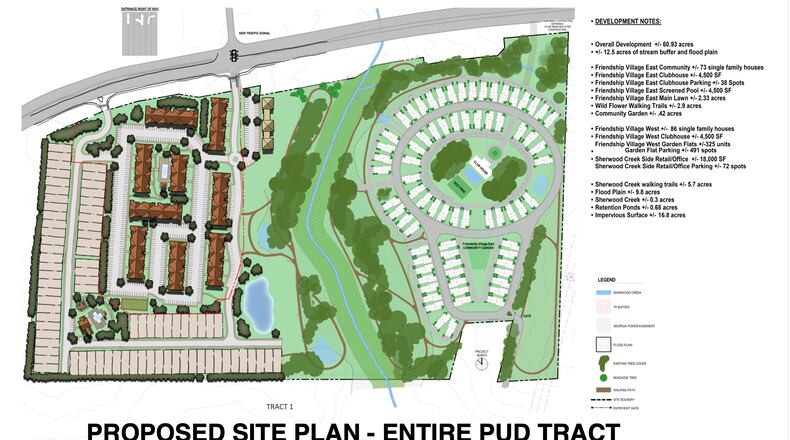 The developer, HP Friendship, wants to abandon the original plan to construct a senior living multi-family community to develop 325 luxury apartments. (Courtesy Town of Braselton)