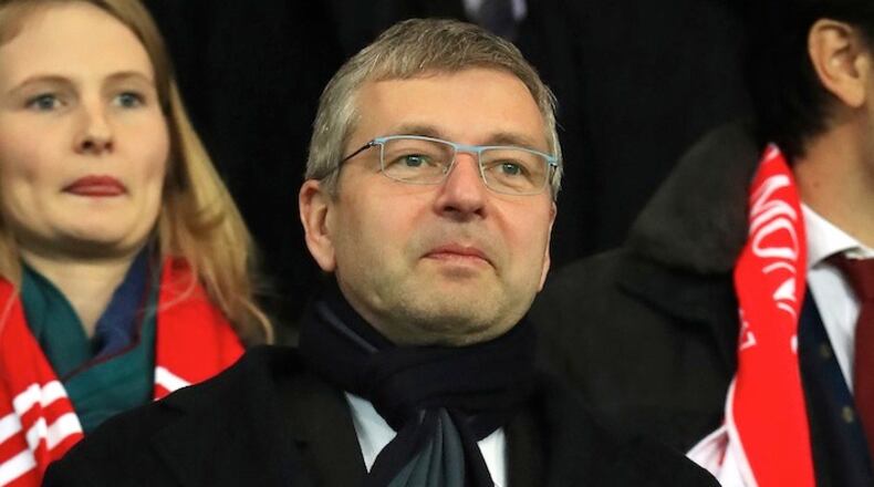 AS Monaco President and majority owner Dmitry Rybolovlev on Feb. 21, 2017 in Manchester, England. (Mike Egerton/EMPICS Sport/PA Photos/Abaca Press/TNS)
