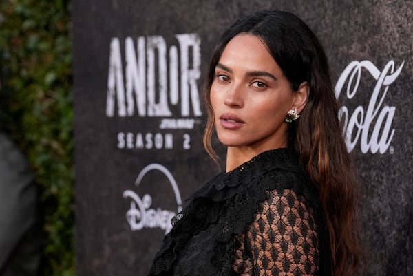 Adria Arjona arrives at a launch event of the second season of "Andor" on Monday, April 14, 2025, at the El Capitan Theatre in Los Angeles. (AP Photo/Chris Pizzello)