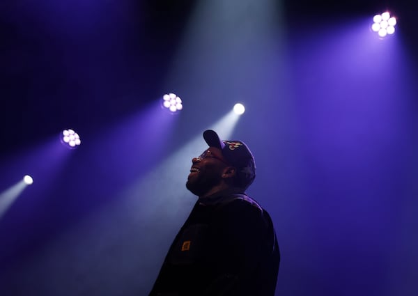 Atlanta rapper Hoodrich Pablo Juan prepares for his first performance since his recent release from prison at Center Stage on Saturday, Nov. 29, 2025. (Akili-Casundria Ramsess, EyeAkili Media for The Atlanta Journal-Constitution)