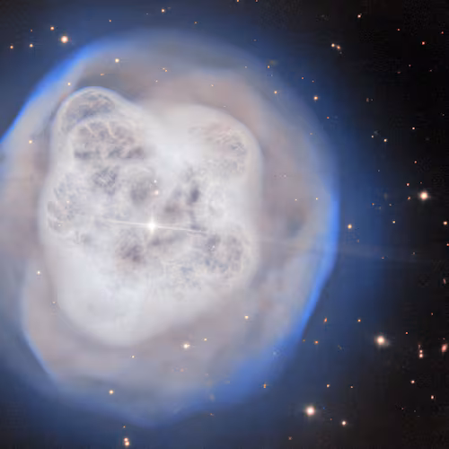 This image provided by the U.S. National Science Foundation’s NOIRLab on Thursday, May 21, 2026, shows the Crystal Ball Nebula. (NSF NOIRLab via AP)