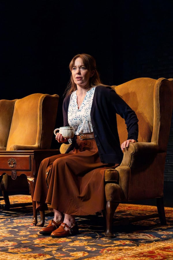 Hilda (Bethany Anne Lind) is a woman haunted by her past in "The Thin Place," and her haunted eyes stay with the audience. (Photo by Casey Gardner Ford)