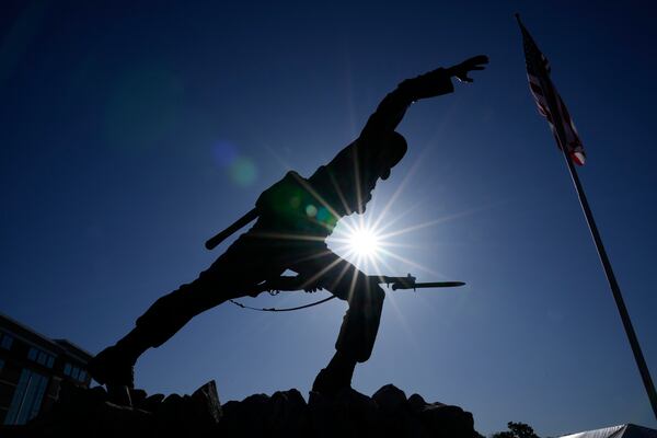 A statue stands during a ceremony at Fort Benning, honoring new namesake on Wednesday, April 16, 2025, in Fort Benning, Ga. (AP Photo/Brynn Anderson)