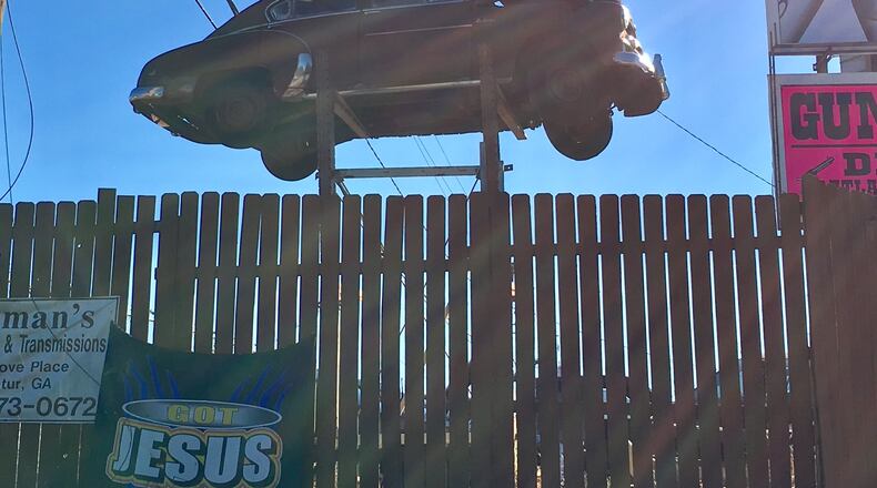 This is a portion of the 9.7-acres site in Decatur slated to become a mixed use development that includes up to 289 apartments and a very large grocery. This area has been light industrial for at least a half century and includes among others an automobile junk yard, a tire repair business, plumbing business and a vacant store. All will eventually go away. Still no word if this iconic junkard will remain. Bill Banks for the AJC